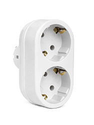 Разветвитель электрический 2 розетки с заземлением, 16А, белый DEKRON DEK0907-0003