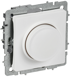 BRITE Светорегулятор поворотно-нажимной 600Вт СС10-1-0-БрАБ арктический белый IEK BR-D20-0600-K91