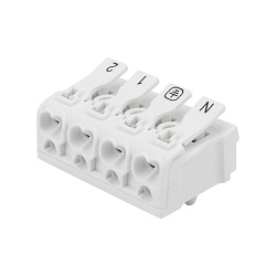 Клемма пружинная соединительная КСП 4-полюсная с монтажными ножками (50 шт./уп.) REXANT 