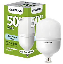 Лампа светодиодная HP 50Вт 230В 6500К E27-E40 GENERICA LL-HP-50-230-65-E27-E40-G