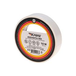 Изолента ПВХ 0,13х15мм, 10м, белая KRANZ KR-09-2001