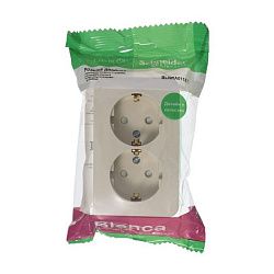 Розетка 2-м ОП Blanca 16А IP20 250В с заземл. защ. шторки с изолир. пластиной беж. SE BLNRA011217 520078