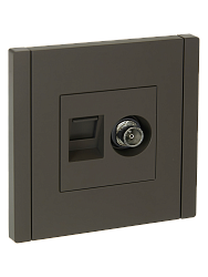 FORTE&PIANO Розетка двойная TV+RJ45 кат.6 FP337 серый IEK FP-AK20-2-K03