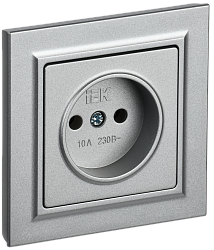 BRITE Розетка 1-местная без заземления без защитных шторок 10А в сб. РСР10-1-0-БрА алюминий IEK BR-R10-10-K47-F