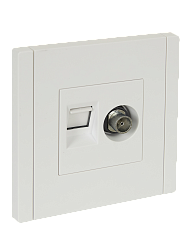 FORTE&PIANO Розетка двойная TV+RJ45 кат.6 FP237 белый IEK FP-AK20-2-K01