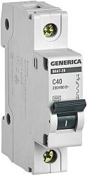 Автоматический выключатель ВА47-29 1Р 40А 4,5кА С GENERICA MVA25-1-040-C