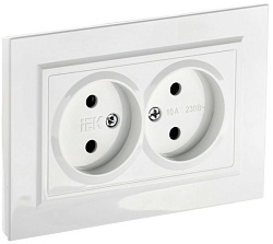 BRITE Розетка 2-местная без заземления без защитных шторок 10А в сборе РС12-2-БрБ белый IEK BR-R20-10-K01-F