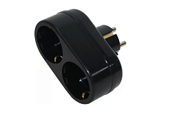 Сетевой разветвитель 2 гн. с/з, 16 А, 2T2 черный, в индивидуальной упаковке 