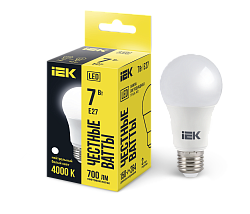 Лампа светодиодная A60 груша 7Вт 230В 4000К E27 IEK LLE-A60-7-230-40-E27