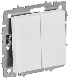 BRITE Выключатель 2-клавишный 10А ВС10-2-0-БрАБ арктический белый IEK BR-V20-0-10-K91