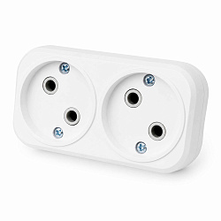 Разветвитель электрический линейный, 2 розетки без заземления, 10A, белый DEKRON DEK09204-0007