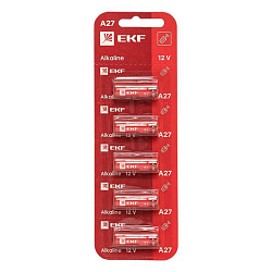 Алкалиновая батарейка А27 для сигнализаций блистер  5шт. EKF A27-BL5-шт