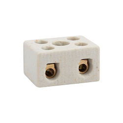 Клемма керамическая винтовая КВ 10 мм² 2 пары контактов с крепежным отверстием (100 шт./уп.) REXANT 07-6222