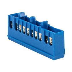 Шина "0" N (6x9мм) 10 отв. латунь синий изолир. корп. на DIN-рейку EKF 