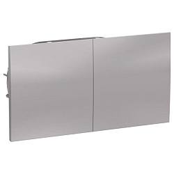 Розетка 2-м СП AtlasDesign 16А IP20 с заземл. защ. шторки со сдвижн. крышкой в сборе алюм. SE ATN000328 1240233