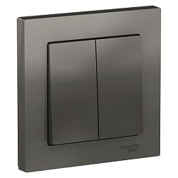 Выключатель 2-кл. СП AtlasDesign 10А IP20 (сх. 5) 10AX в сборе сталь SE ATN000952 1240505