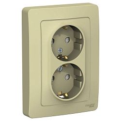 Розетка 2-м СП Blanca 16А IP20 250В с заземл. защ. шторки беж. SE BLNRS001127 520091