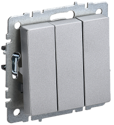 BRITE Выключатель 3-клавишный 10А ВС10-3-0-БрА алюминий IEK BR-V30-0-10-K47