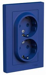 Розетка 2-м. AtlasDesign 16А с заземл. со шторками в сборе аквамарин SE ATN001126 1712714