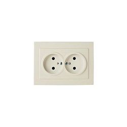 Розетка 2-местная RS16-237-Б скрытой установки Белая 16А, IP20 без заземляющего контакта RS16-237-Б