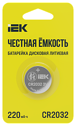 Батарейка дисковая литиевая CR2032 (1шт/блистер) IEK ABT-CR2032-OP-L01