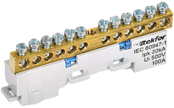 TEKFOR Шина N "ноль" неизолированная на универсальном держателе 6х9-12-С IEK TF-NN10-12-DL-K07