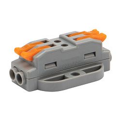 Клемма СМК 222-422P проходная 2 полюса, с монтажной площадкой (0,08-4 мм²), серая (50 шт./уп.) REXANT 