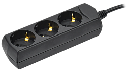 Удлинитель У03 3 места с заземлением 5м 3х1мм2 10А/250В черный GENERICA WYP10-10-03-05-Z-K02-G