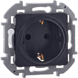 INSPIRIA Розетка 1-местная с заземлением с защитными шторками 16А антрацит 673733
