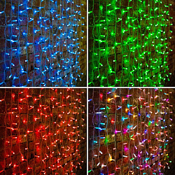 Гирлянда светодиодная Занавес 2х1,5м 300 LED RGB прозрачный ПВХ IP65 для свечения с динамикой 230В нужен контроллер 245-908 NEON-NIGHT 245-309