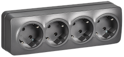 GLORY Розетка 4-местная для открытой установки с заземлением без защитных шторок 16А РС24-3-ХСм сталь матовый IEK ERH41-K46M-16