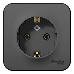 Розетка 1-м ОП Blanca 16А IP20 250В с заземл. без защ. шторок с изолир. пластиной антрацит SE BLNRA010116 1210631