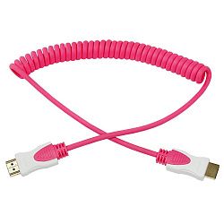 Шнур HDMI - HDMI 1.4, 2м, Gold, витой, розовый REXANT 17-7026