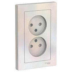 Розетка 2-м СП AtlasDesign 16А IP20 без заземл. защ. шторки в сборе жемчуж. SE ATN000422 1240273