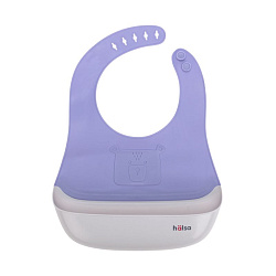 Фартук нагрудный для кормления с жестким карманом, синий с серым HALSA HLS-BI-102