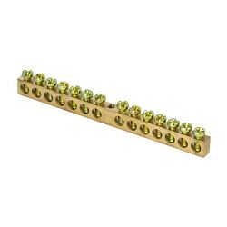 Шина PEN "ноль-земля" (8x12мм) 14 отв. латунь крепеж по центру розн. стикер EKF 