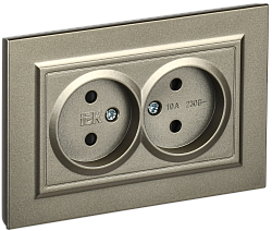BRITE Розетка 2-местная без заземления с защитными шторками 10А в сборе РСш12-2-БрШ шампань IEK BR-R23-10-K37-F