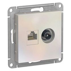 Розетка компьютерная + телевизионная 2-м AtlasDesign RJ45 кат.5E + TV механизм жемчуж. SE ATN000489 1240300