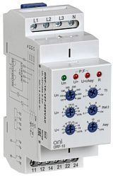 Реле контроля фаз ORF-10 3 фазы 2 контакта 127-265В AC с контролем нейтрали ONI 