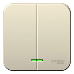 Выключатель 2-кл. ОП Blanca 6А IP20 (сх. 5) 250В с подсветкой молочн. SE BLNVA065102 1210483