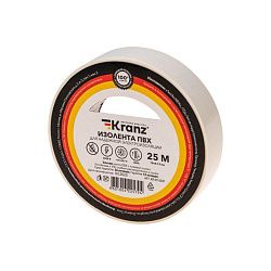 Изолента ПВХ 0,13х19мм, 25м, белая KRANZ KR-09-2201