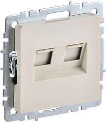BRITE Розетка компьютерная двойная RJ45 кат.6 РК11-2-БрКр бежевый IEK BR-K20-2-K10