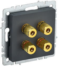 BRITE Аудиорозетка 4-местная РА10-БрГ графит IEK BR-S40-K53