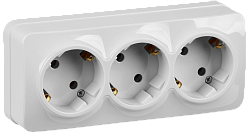 GLORY Розетка 3-местная для открытой установки с заземлением без защитных шторок 16А РС23-3-ХБ белый IEK ERH31-K01-16