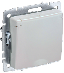 BRITE Розетка 1-местная с заземлением с защитными шторками и крышкой 16А IP20 РСбш10-3-БрЖ жемчуг IEK BR-R16-16-K36