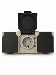Розетка 3-местная брызгозащищенная IP54, серый DEKRON DEK0901-0019