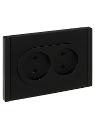 FORTE&PIANO Розетка 2-местная без заземления с защитными шторками безвинтовое крепление 10А FP125 черный IEK FP-R23-10-1-K02