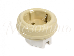 Розетка ретро фарфоровая, двухполюсная, с заземляющим контактом(D70x20,16А, 250В, IP20, без подъем GE70301-02k