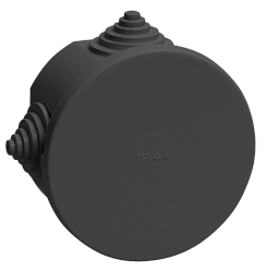 Коробка распаячная КМ41237 для открытой проводки с защелкивающейся крышкой безгалогенная (HF) D=75х40мм IP44 4 гермовводов черная (RAL 9005) IEK UKO21-075-040-000-K02-44