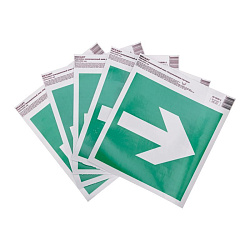 Наклейка эвакуационный знак "Направляющая стрелка" с хедером; 200х200 мм REXANT 56-0030-3